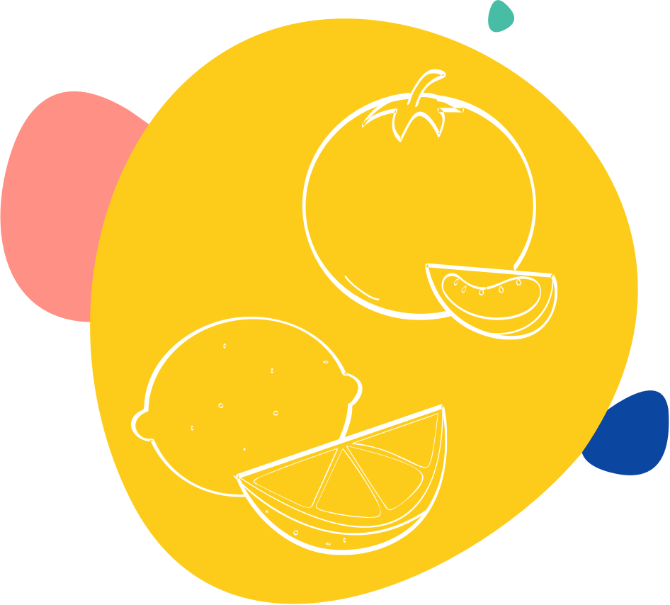 Dessin d'un citron et d'une tomate