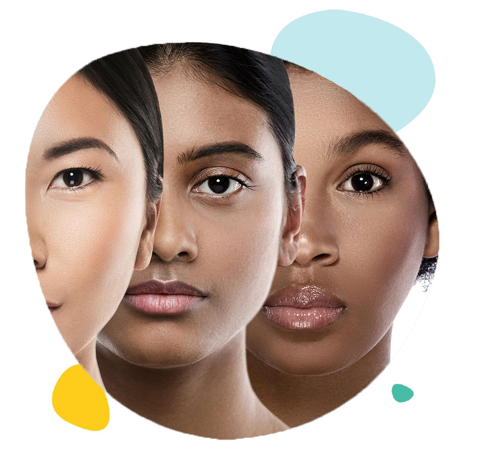 Portrait de femmes avec des teintes de peau différentes